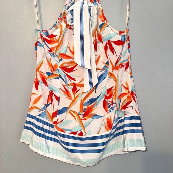 EUC Tommy Bahama 100% Silk Tropical Halter Sleeveless Blouse Size Large - Picture 4 of 6